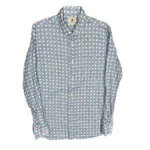 Altemflower Dress Shirt Made in Italy Linen Cotton Long Sleeve Textured 42 Large